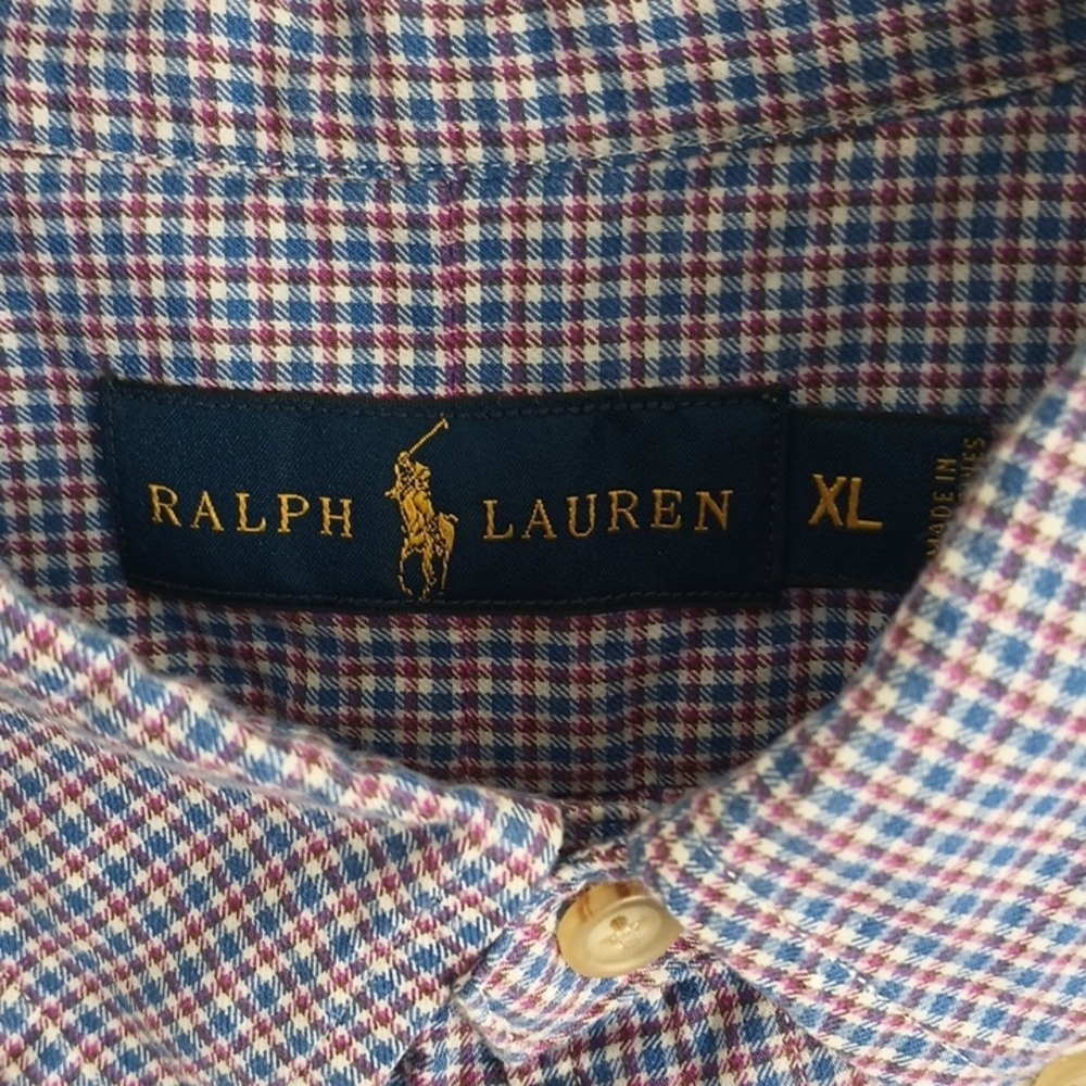 Ralph Lauren Men's Blue and Red Check Shirt